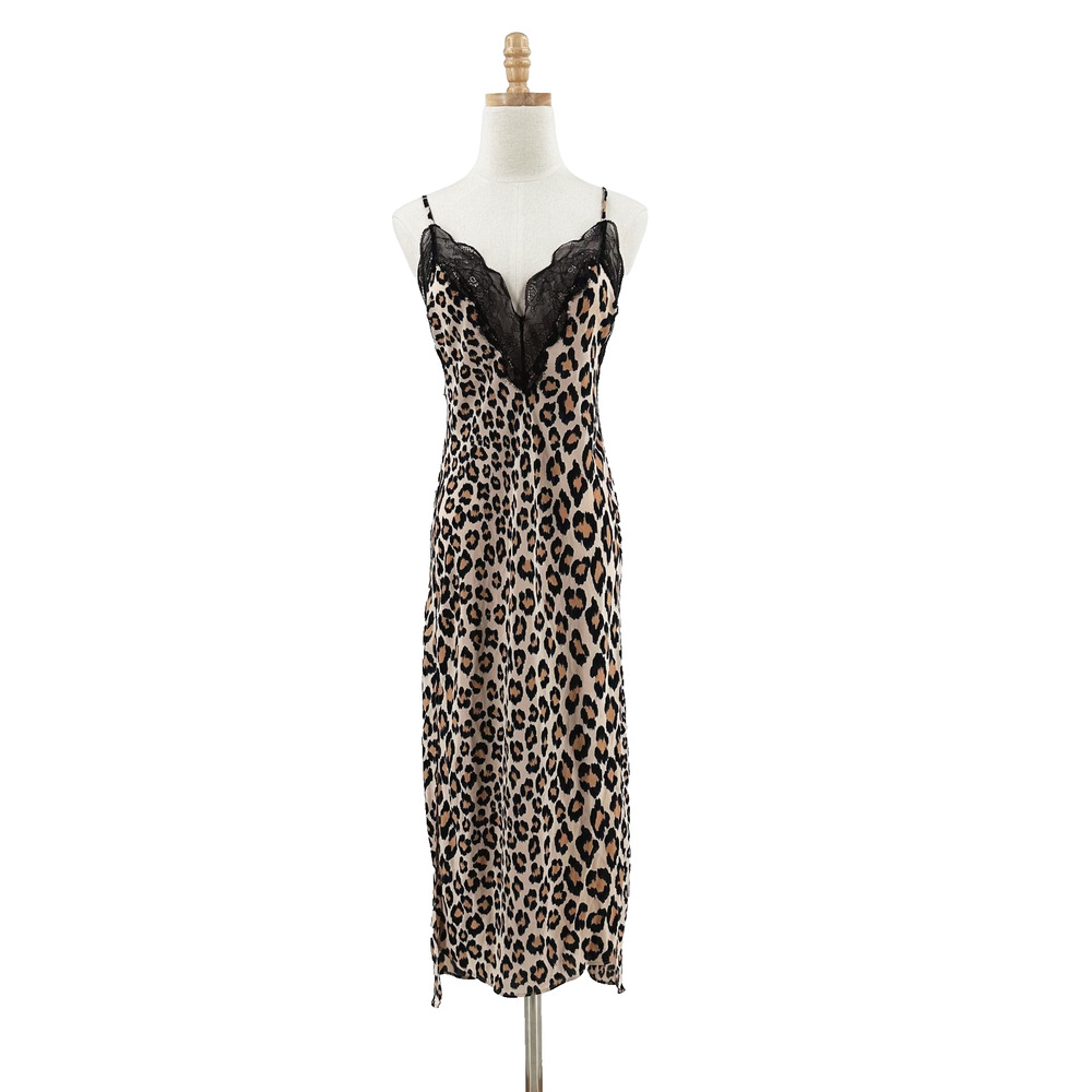 Victoria's Secrets Cheetah Leopard Print Slip Dress Large Indie‎ Romantic Grunge - Picture 2 of 11